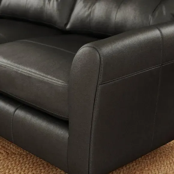 Large Corner Chaise Sofa - Black, Leather