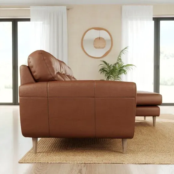 Large Corner Chaise Sofa - Brown, Leather