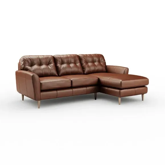 Large Corner Chaise Sofa - Brown, Leather