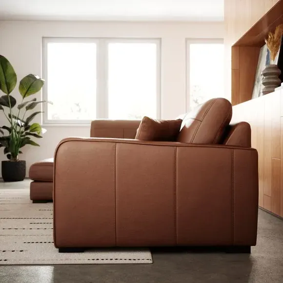 Large Corner Chaise Sofa - Brown, Leather