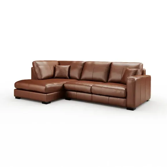 Large Corner Chaise Sofa - Brown, Leather
