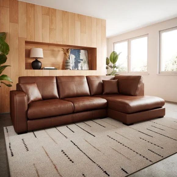 Large Corner Chaise Sofa - Brown, Leather