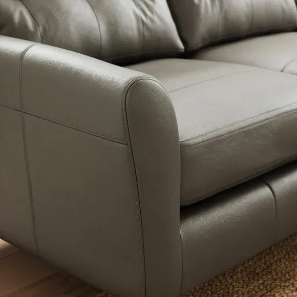 Large Corner Chaise Sofa - Grey, Leather