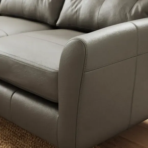 Large Corner Chaise Sofa - Grey, Leather