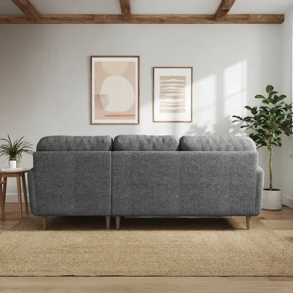 Large Corner Chaise Sofa - Grey, Polyester