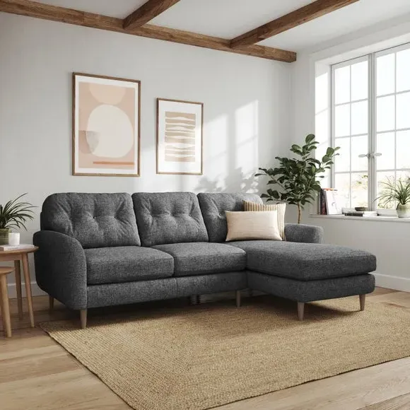 Large Corner Chaise Sofa - Grey, Polyester image