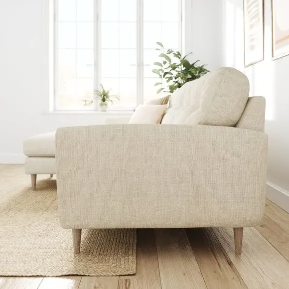 Large Corner Chaise Sofa - Ivory, Polyester