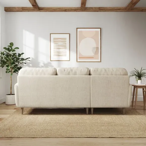 Large Corner Chaise Sofa - Ivory, Polyester