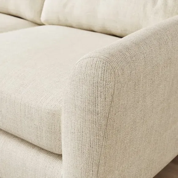 Large Corner Chaise Sofa - Ivory, Polyester