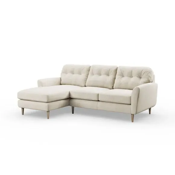 Large Corner Chaise Sofa - Ivory, Polyester