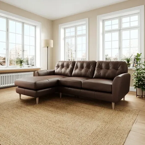 Large Corner Chaise Sofa - Mocha, Leather