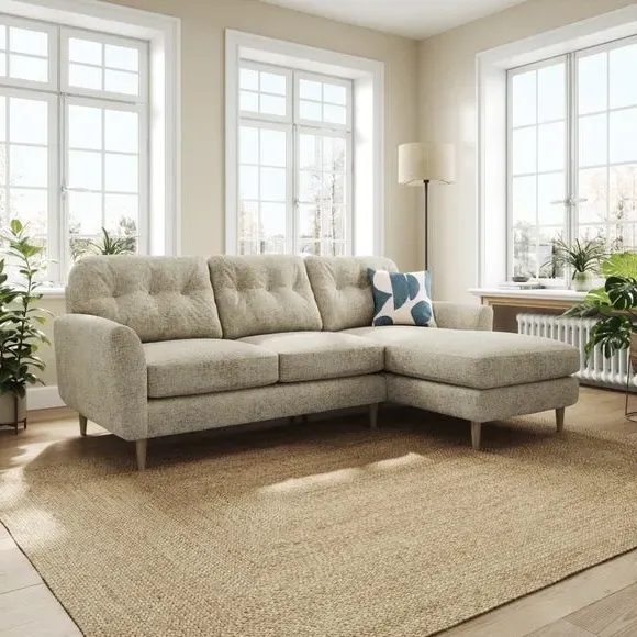 Large Corner Chaise Sofa - Mushroom, Chenille