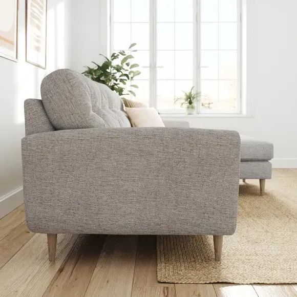 Large Corner Chaise Sofa - Natural, Polyester