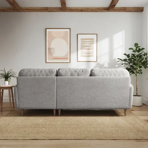 Large Corner Chaise Sofa - Natural, Polyester