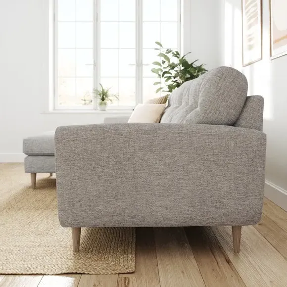 Large Corner Chaise Sofa - Natural, Polyester