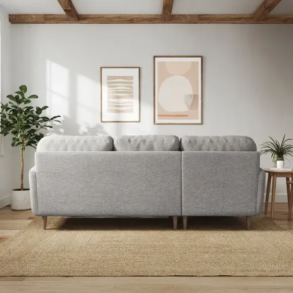 Large Corner Chaise Sofa - Natural, Polyester
