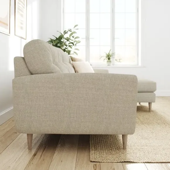 Large Corner Chaise Sofa - Natural, Polyester