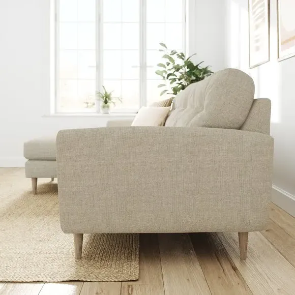 Large Corner Chaise Sofa - Natural, Polyester