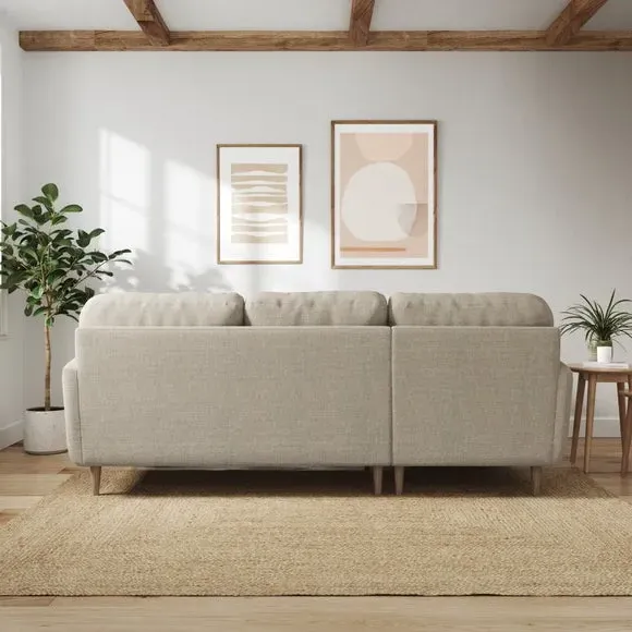 Large Corner Chaise Sofa - Natural, Polyester