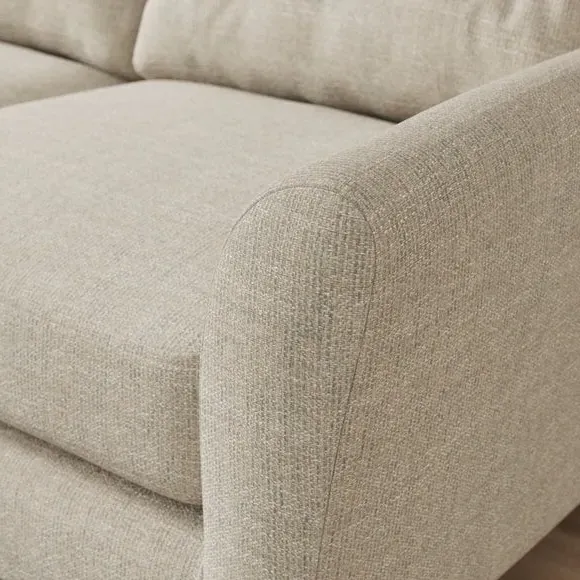 Large Corner Chaise Sofa - Natural, Polyester
