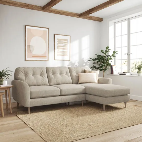 Large Corner Chaise Sofa - Natural, Polyester