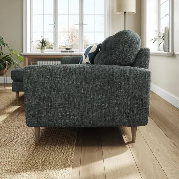 Large Corner Chaise Sofa - Navy, Chenille