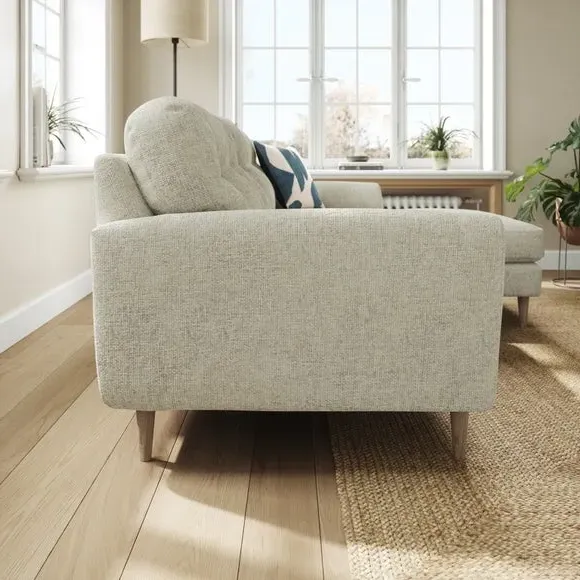 Large Corner Chaise Sofa - Silver, Chenille