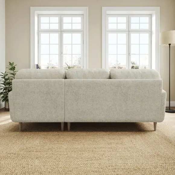 Large Corner Chaise Sofa - Silver, Chenille