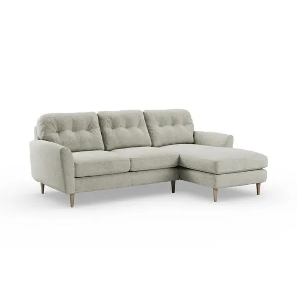 Large Corner Chaise Sofa - Silver, Chenille