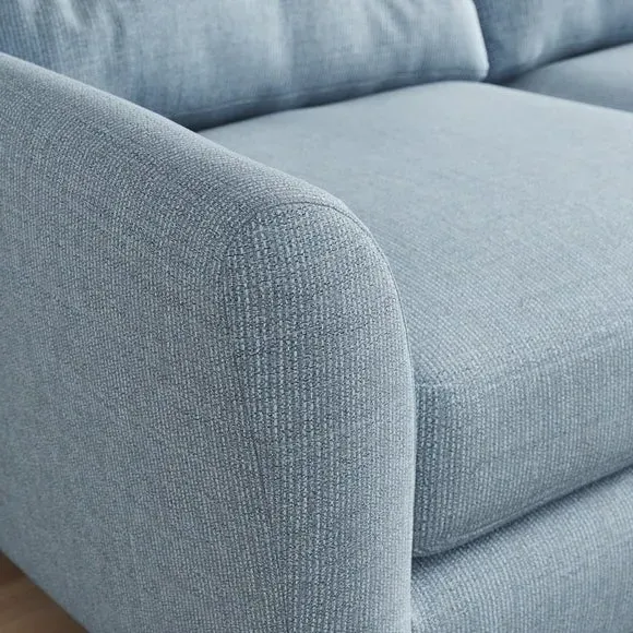 Large Corner Chaise Sofa - Soft Blue, Polyester