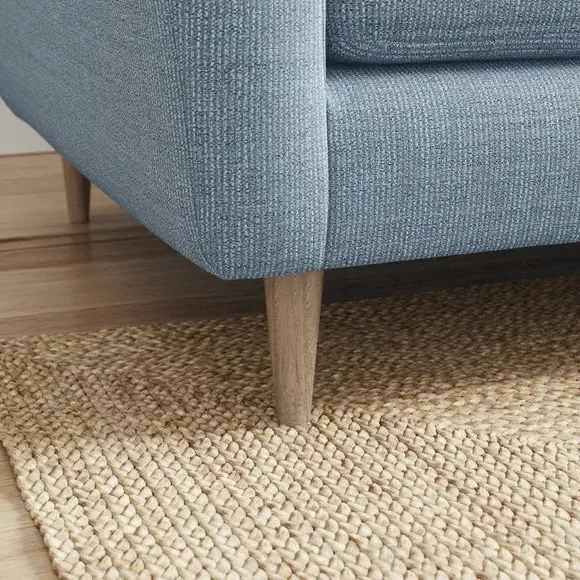 Large Corner Chaise Sofa - Soft Blue, Polyester