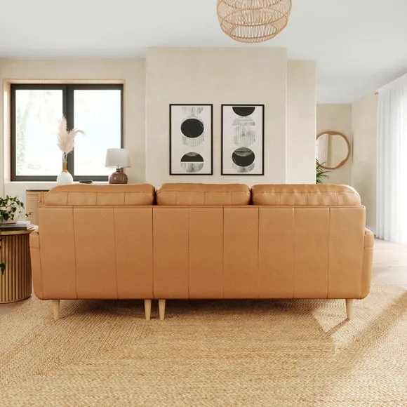 Large Corner Chaise Sofa - Tan, Leather