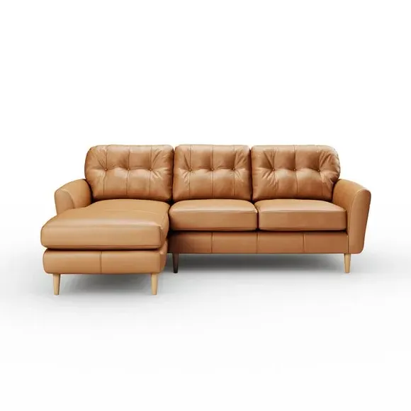 Large Corner Chaise Sofa - Tan, Leather