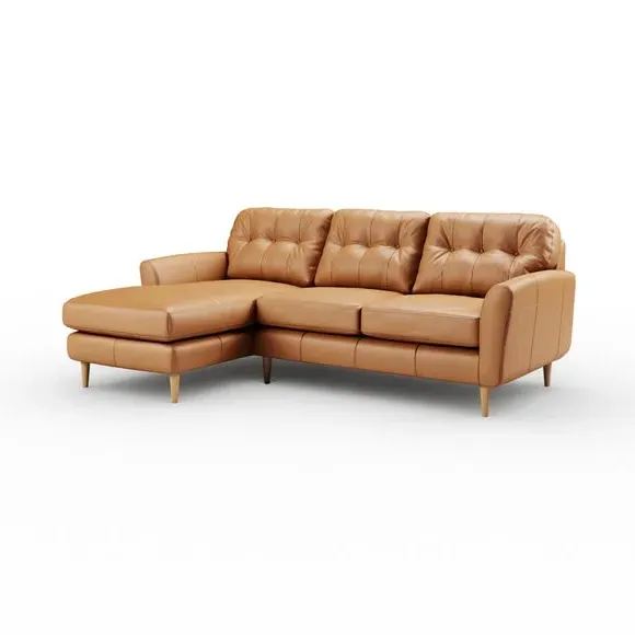 Large Corner Chaise Sofa - Tan, Leather