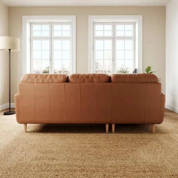 Large Corner Chaise Sofa - Tan, Leather