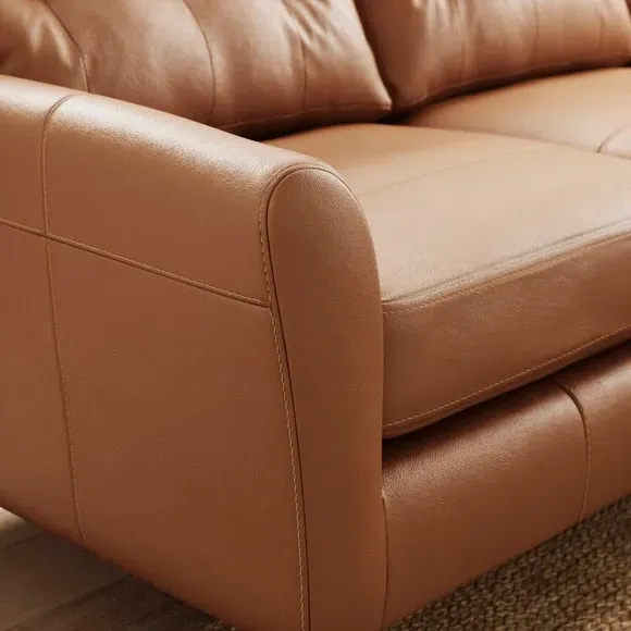 Large Corner Chaise Sofa - Tan, Leather