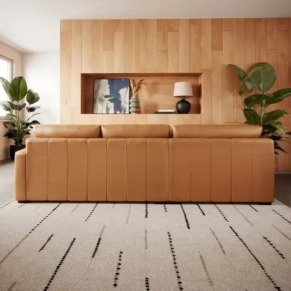 Large Corner Chaise Sofa - Tan, Leather