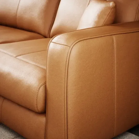 Large Corner Chaise Sofa - Tan, Leather