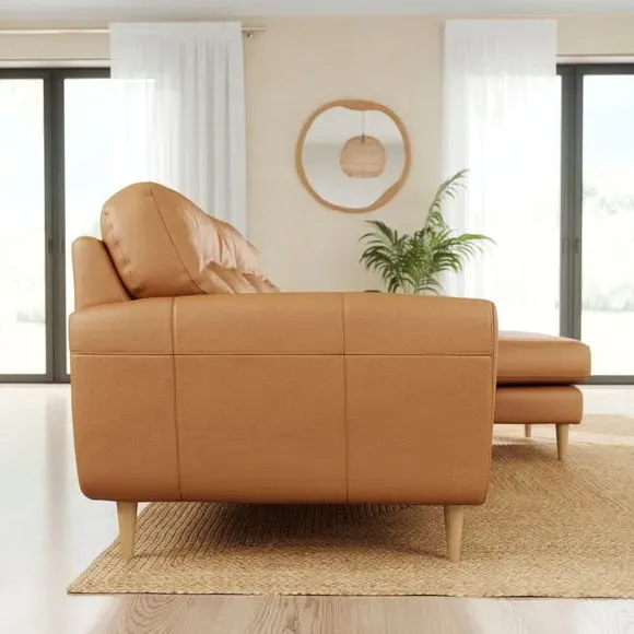 Large Corner Chaise Sofa - Tan, Leather