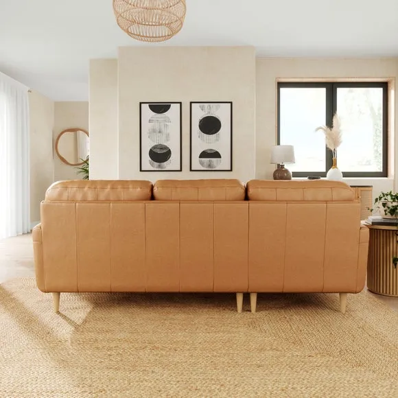 Large Corner Chaise Sofa - Tan, Leather