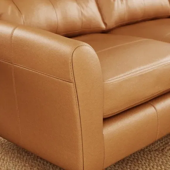 Large Corner Chaise Sofa - Tan, Leather
