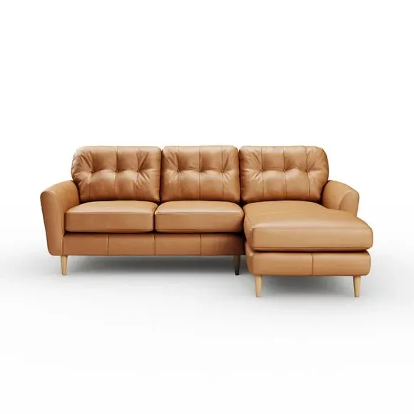 Large Corner Chaise Sofa - Tan, Leather