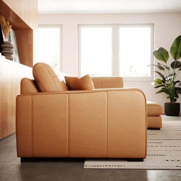 Large Corner Chaise Sofa - Tan, Leather