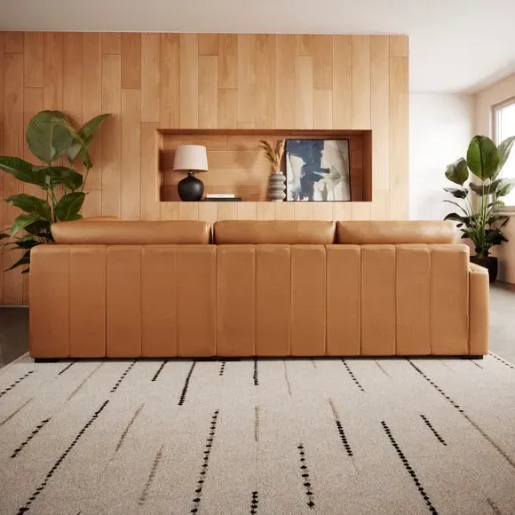 Large Corner Chaise Sofa - Tan, Leather