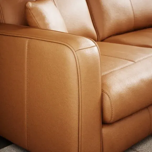 Large Corner Chaise Sofa - Tan, Leather