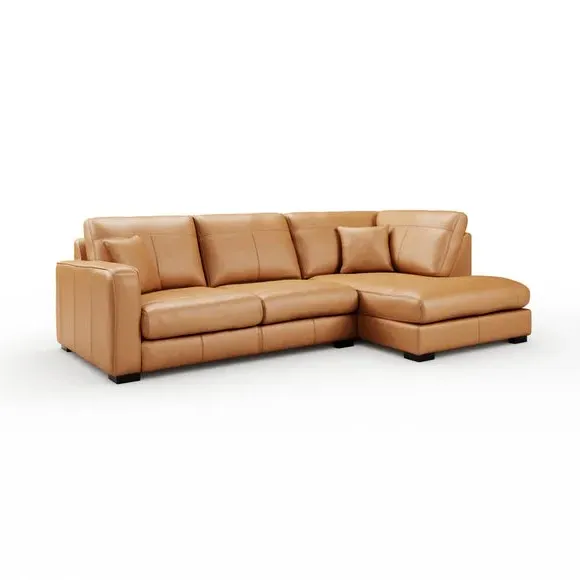 Large Corner Chaise Sofa - Tan, Leather