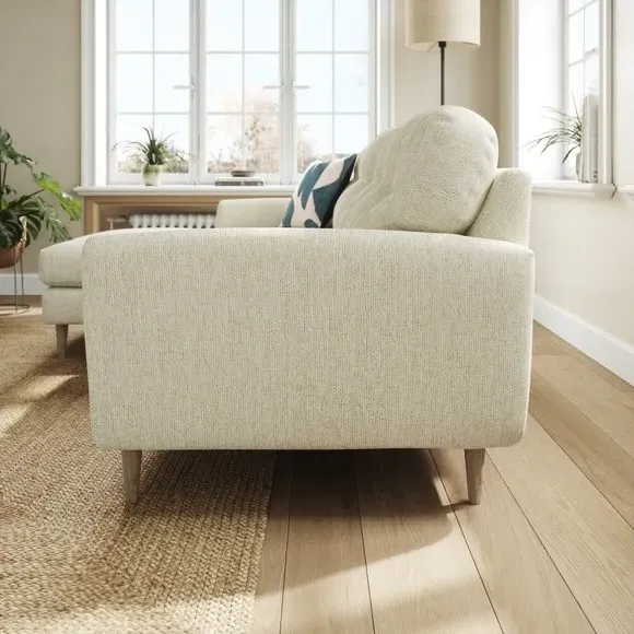 Large Corner Chaise Sofa - White Sand, Chenille