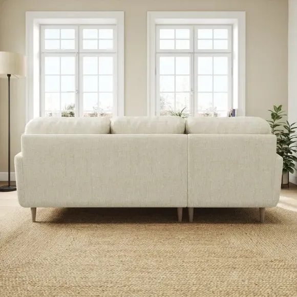Large Corner Chaise Sofa - White Sand, Chenille