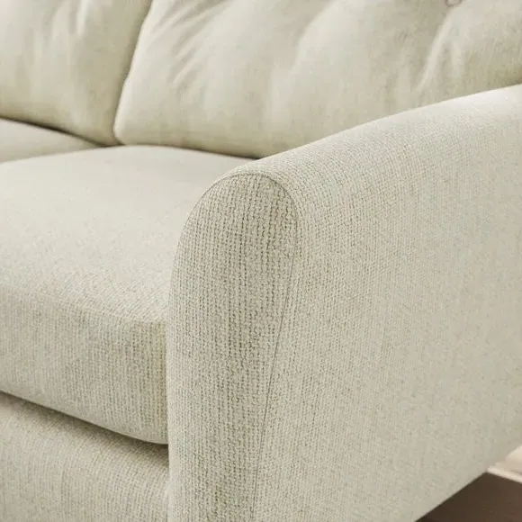 Large Corner Chaise Sofa - White Sand, Chenille