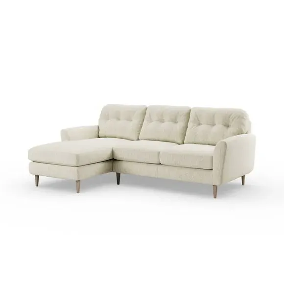 Large Corner Chaise Sofa - White Sand, Chenille